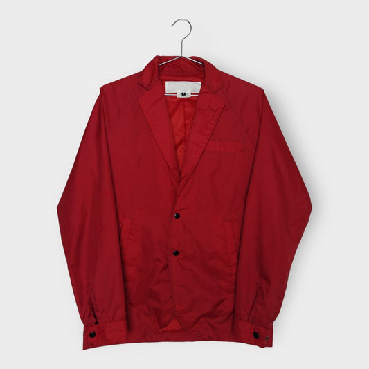 Red Nylon Snap Button Jacket