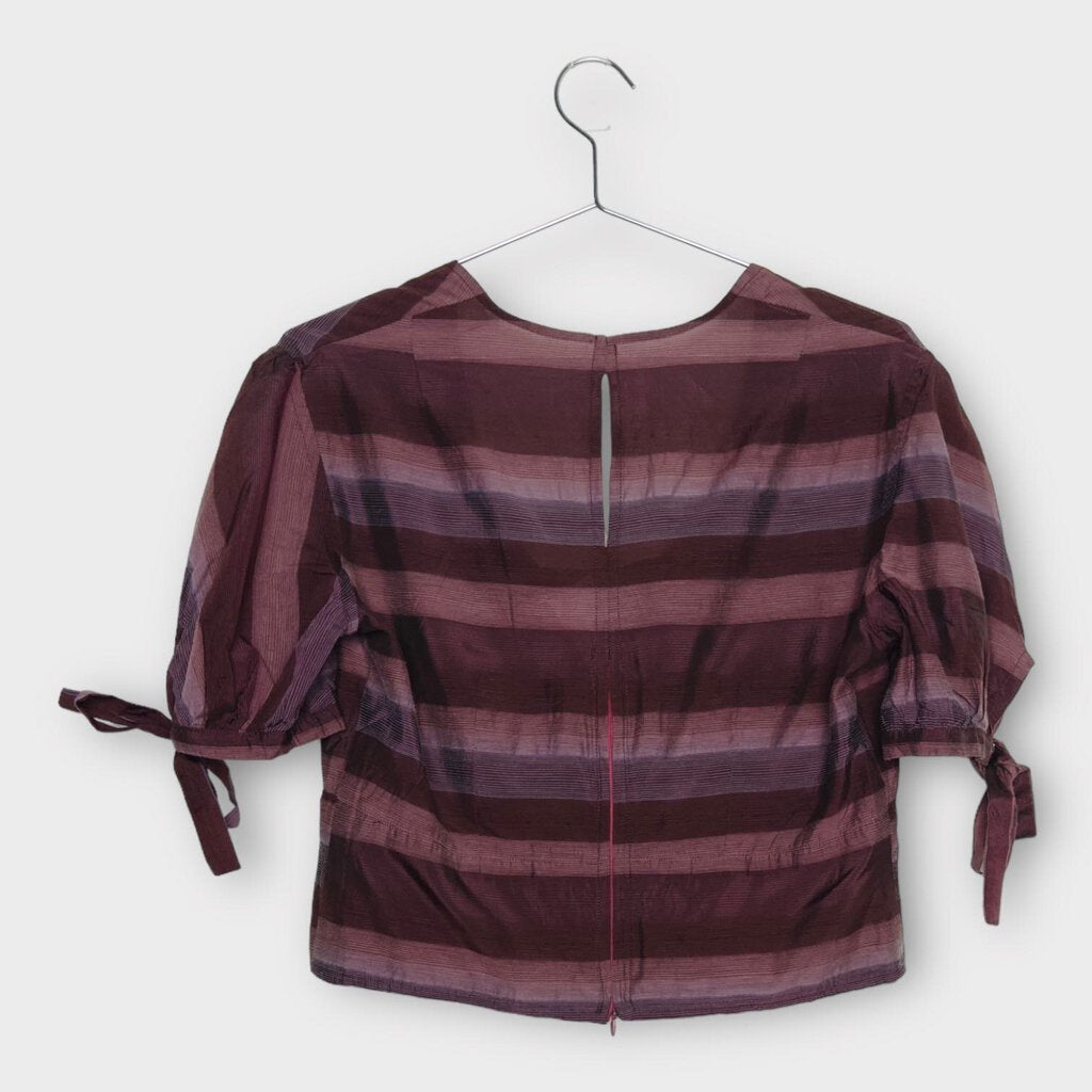 Handmade Purple & Pink Stripe V Neck Top