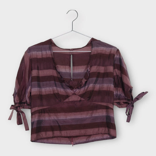 Handmade Purple & Pink Stripe V Neck Top