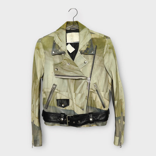 Acne Studios Green Printed Leather Jacket