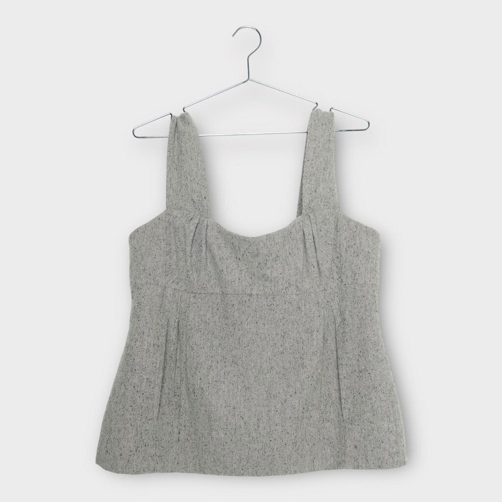 Veronica Maine Vintage Grey Mottled Pleated Top