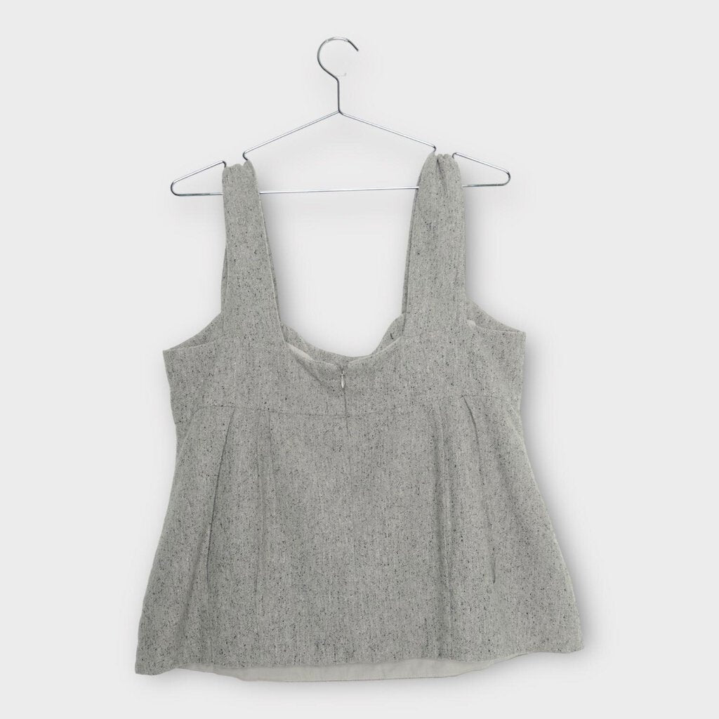 Veronica Maine Vintage Grey Mottled Pleated Top