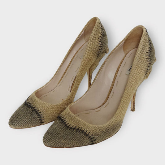 Miu Miu AW 2009 Beige Hessian Raffia Pumps