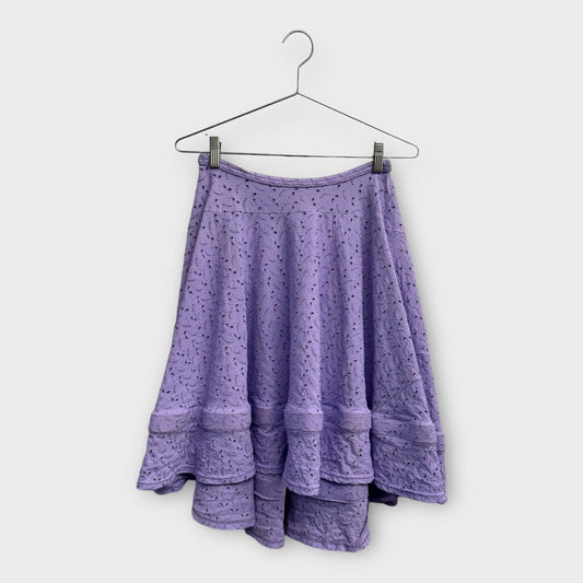 Comme Des Garcons 2007 Lilac Broderie Circle Midi Skirt