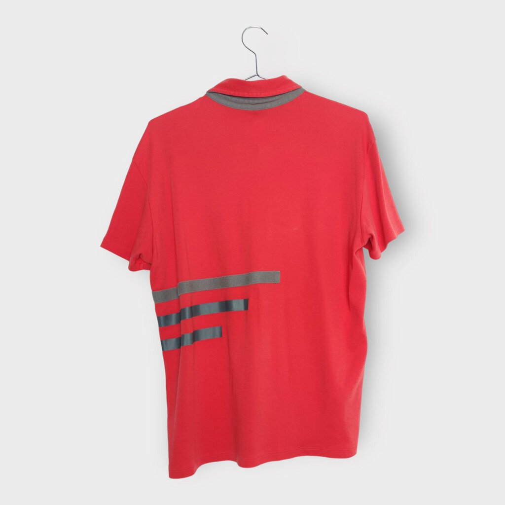 Armani Exchange Red & Grey Stripe Logo Polo