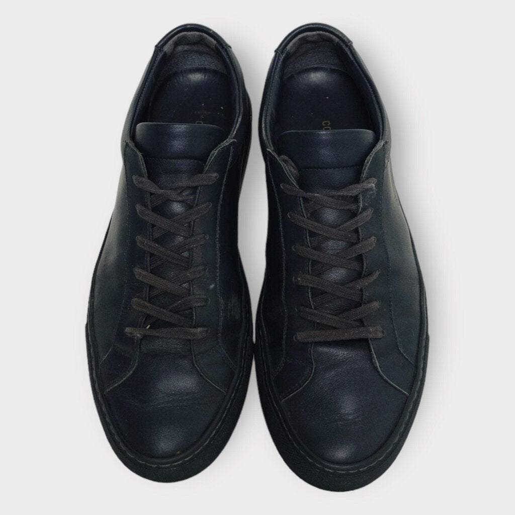 Common Projects Navy Leather Achilles Low Sneakers