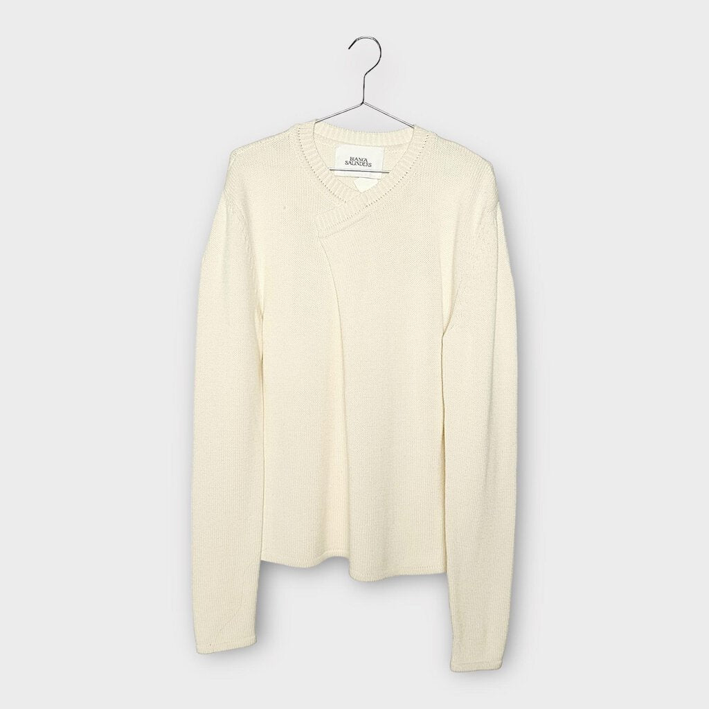 Bianca Saunders Cream Overlapped V-Neck Sweater