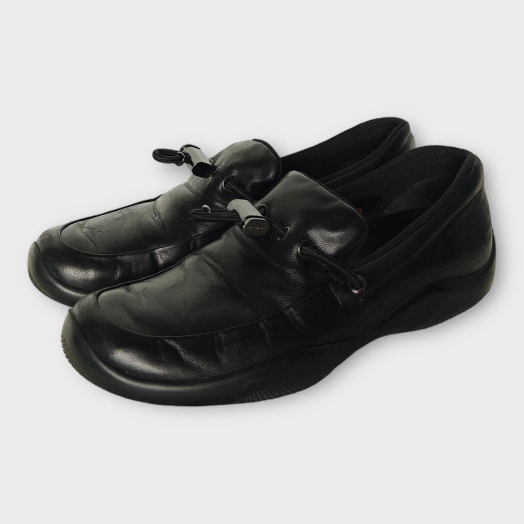 Prada Sport Black Leather Toggle Front Loafer