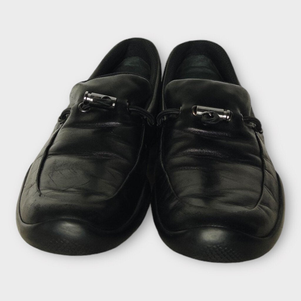 Prada Sport Black Leather Toggle Front Loafer