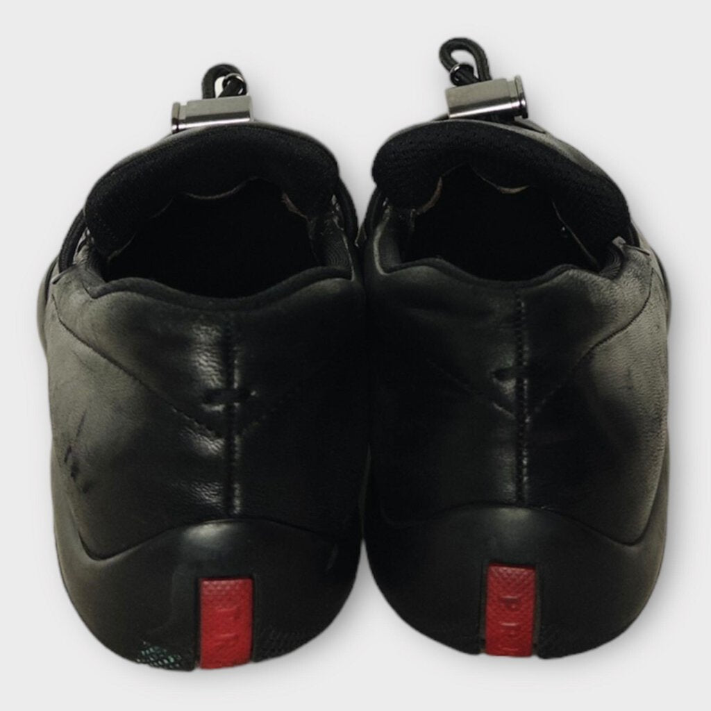 Prada Sport Black Leather Toggle Front Loafer