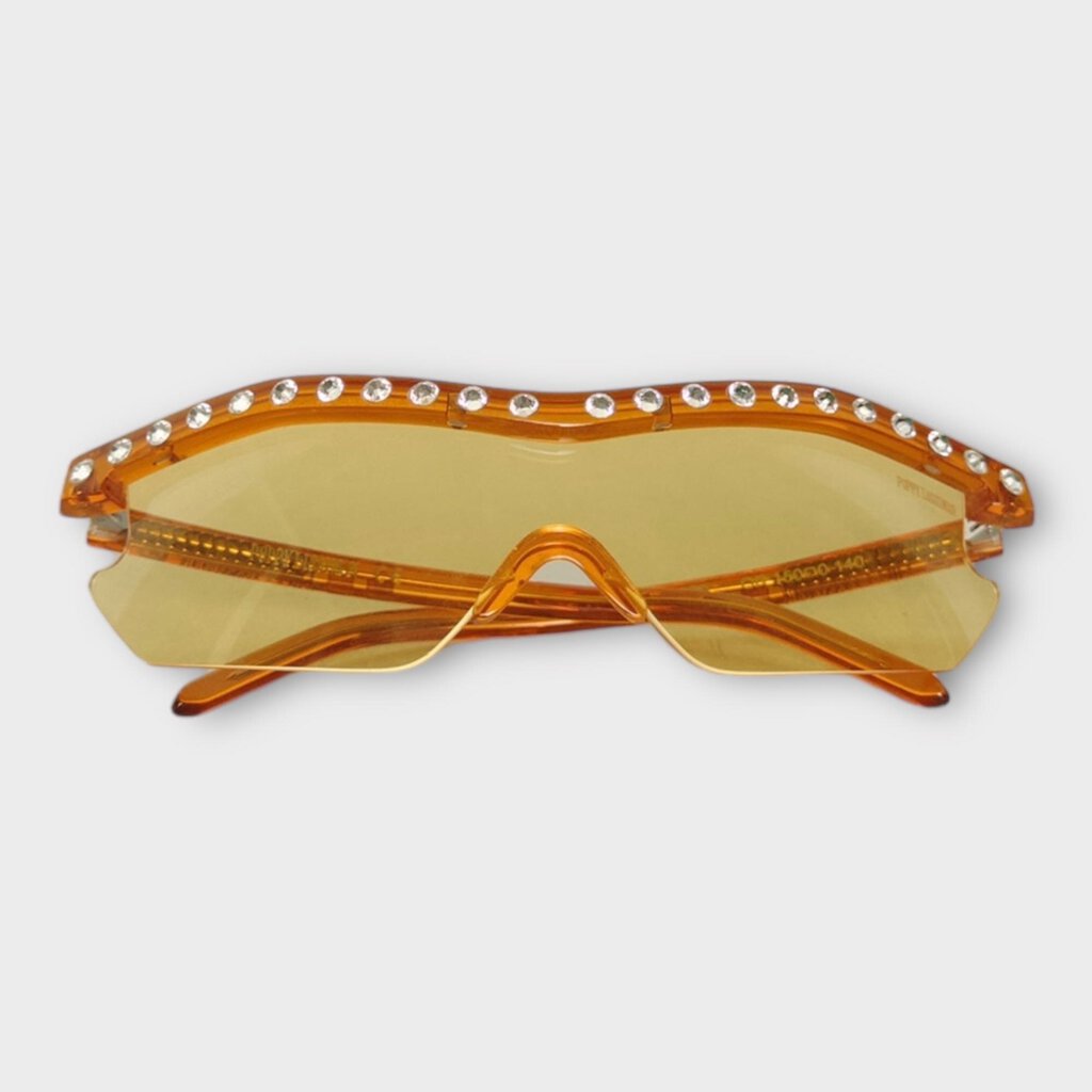 Poppy Lissiman Orange Alcatraz Diamanté Brow Glasses