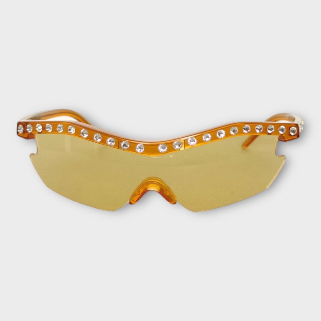 Poppy Lissiman Orange Alcatraz Diamanté Brow Glasses