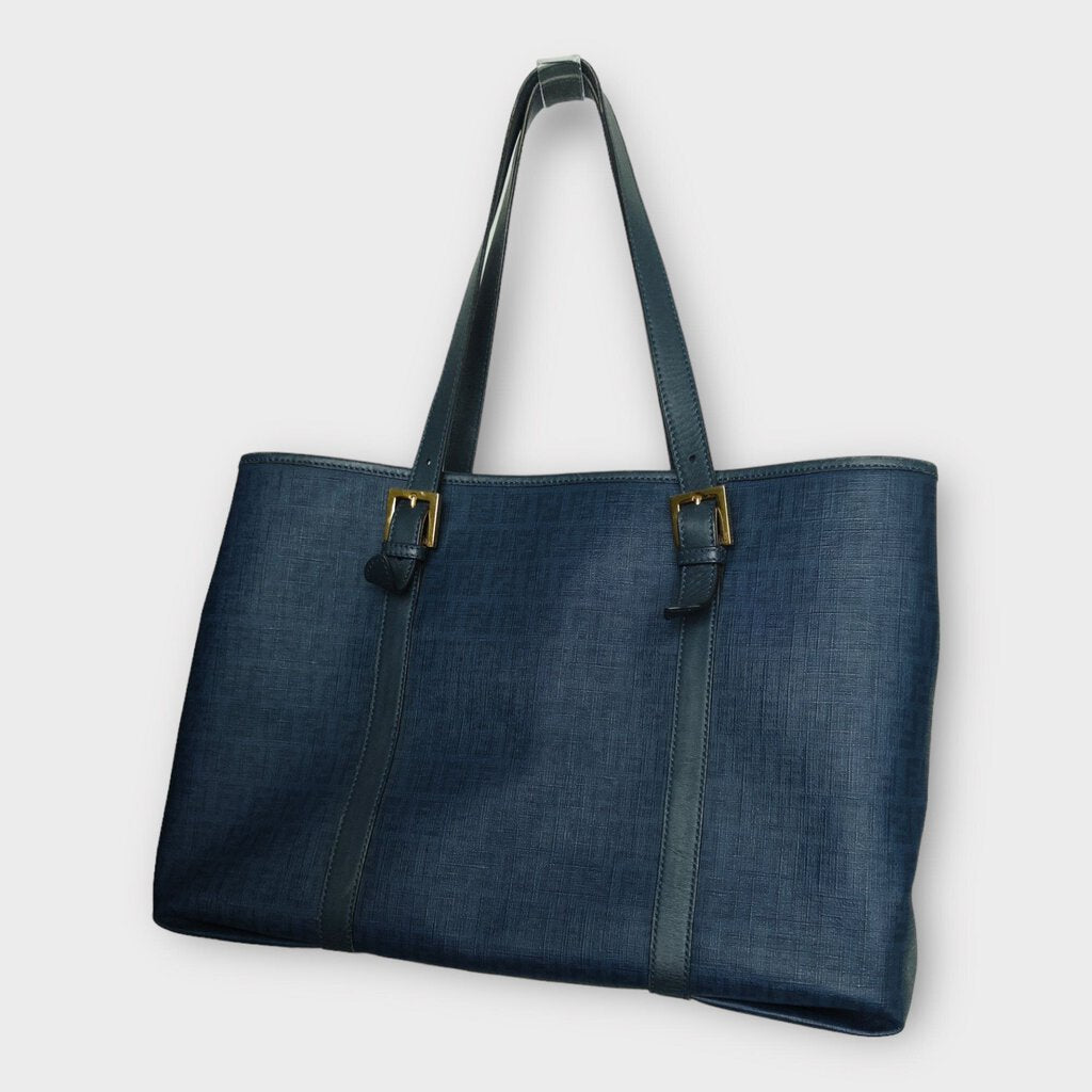 Fendi Blue Monogram Zucchino Tote Bag