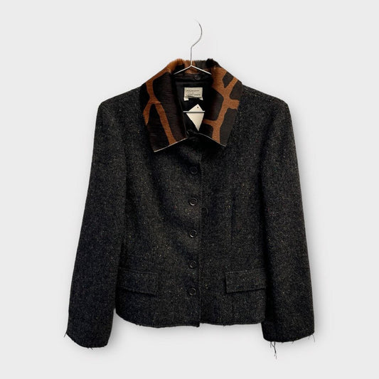 Philosophy Di Alberta Ferretti Grey Wool Giraffe Collar Jacket