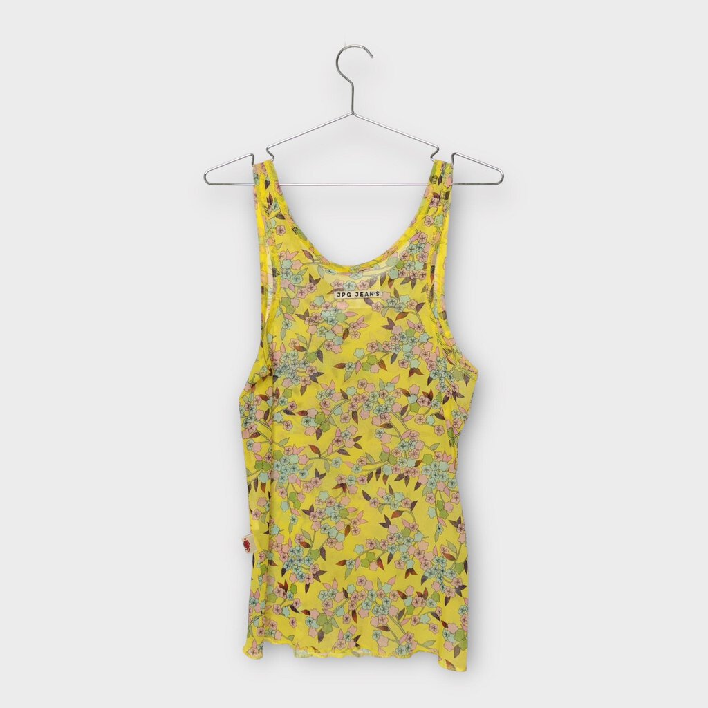 JPG Jeans by Gaultier Yellow Floral Mesh Tank Top