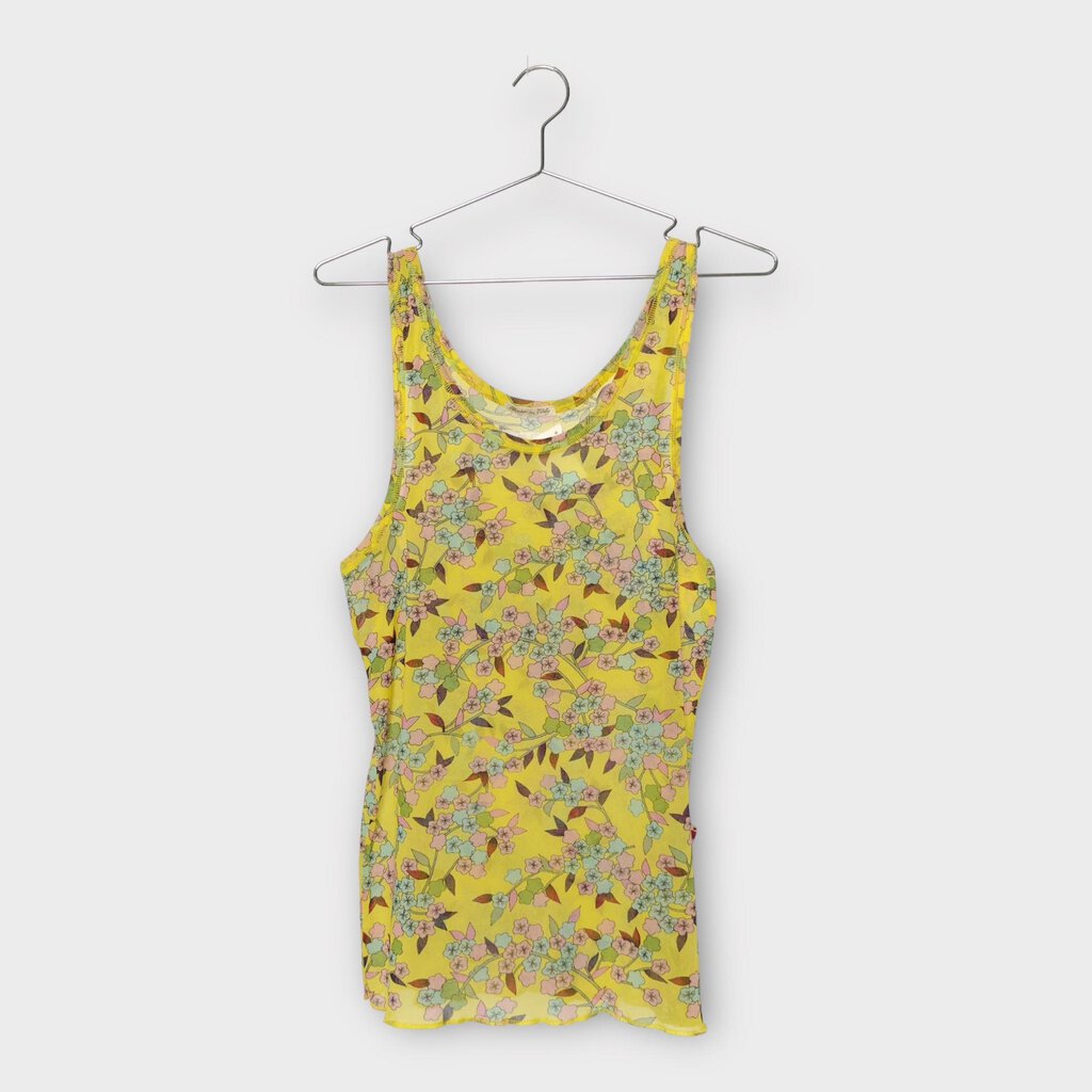 JPG Jeans by Gaultier Yellow Floral Mesh Tank Top