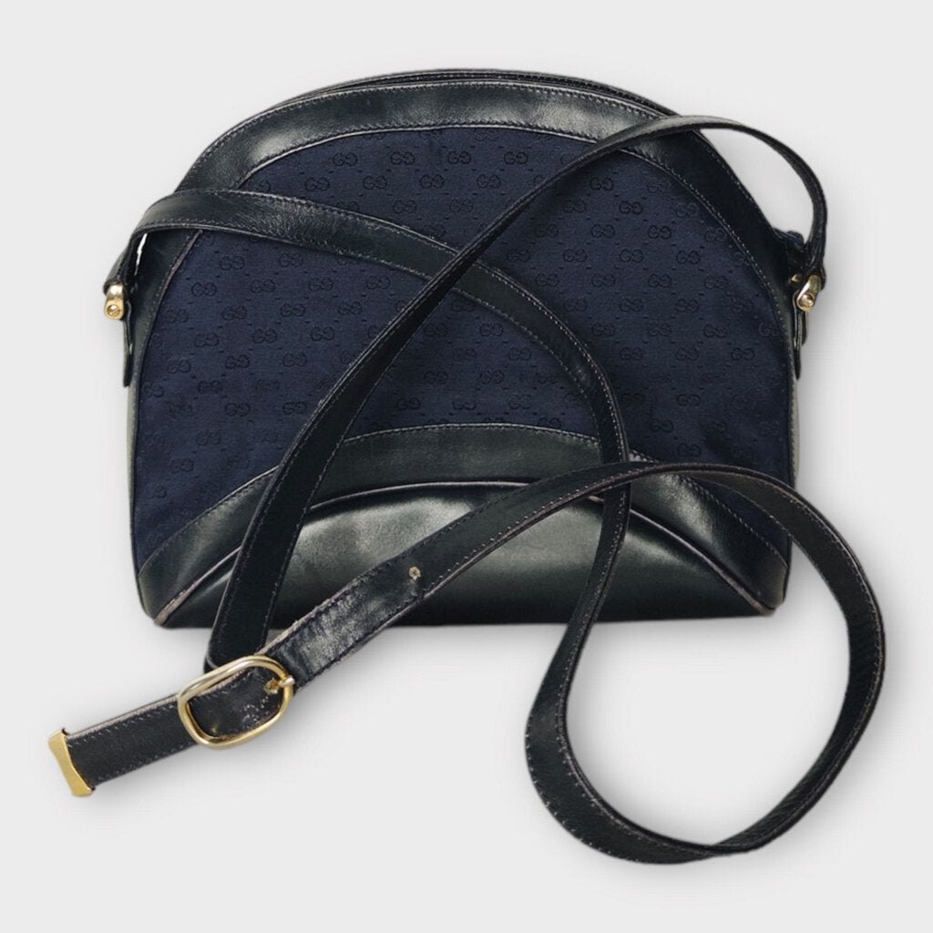 Gucci Vintage 70s Black & Blue Sling Shoulder Bag