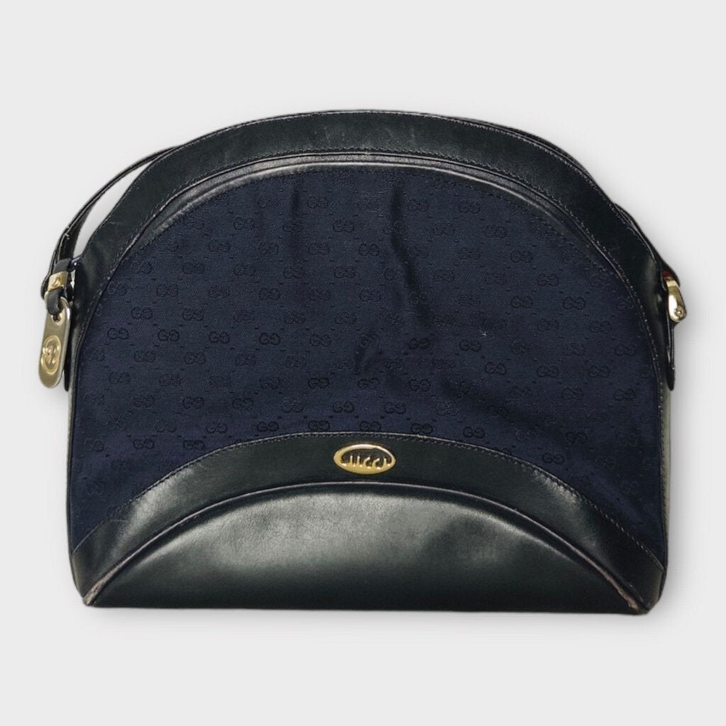 Gucci Vintage 70s Black & Blue Sling Shoulder Bag