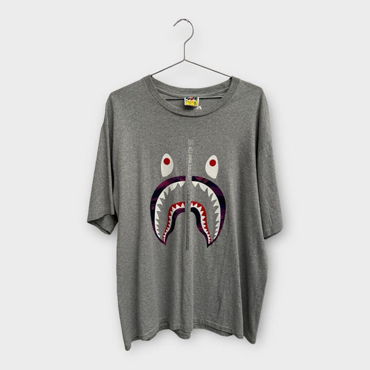 BAPE Grey Shark Zip Graphic Tee