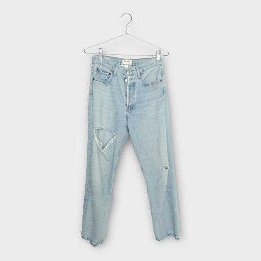 Agolde Light Wash Blue Denim 90s Distressed Jean