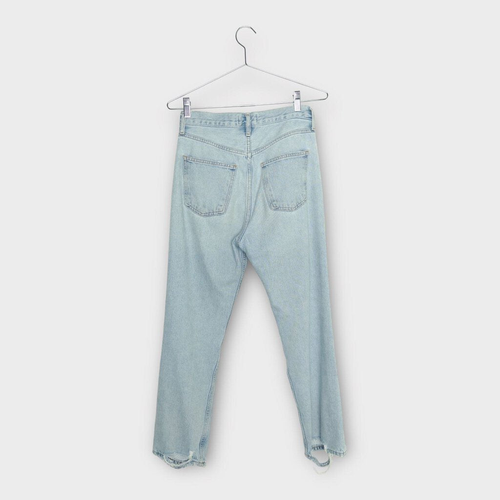 Agolde Light Wash Blue Denim 90s Distressed Jean