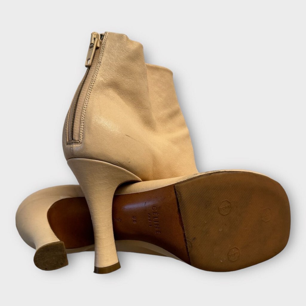 Celine By Phoebe Philo Beige Leather Ankle Boots