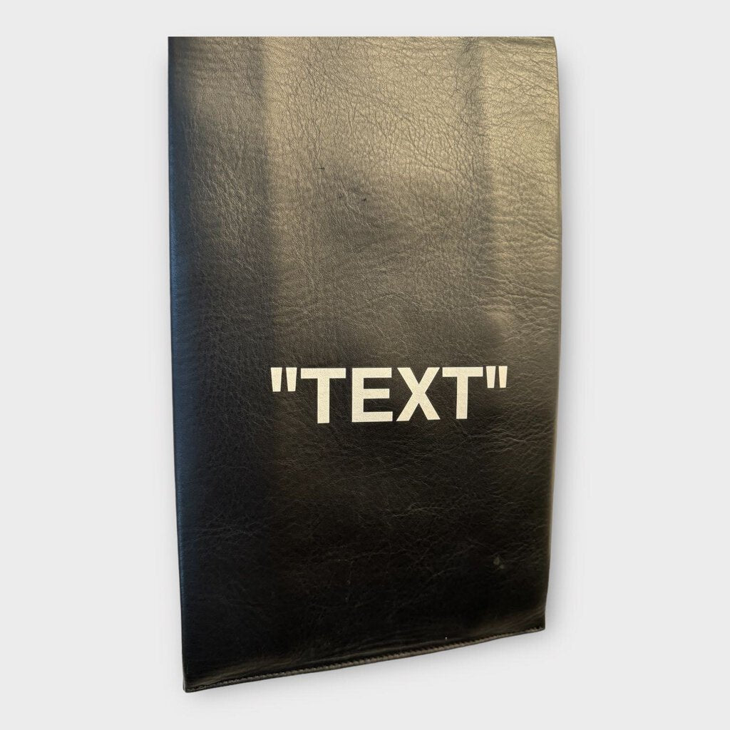 Off-White Black Leather Virgil Abloh Text Market Bag & Pouch