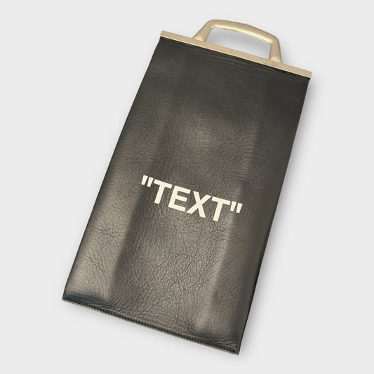 Off-White Black Leather Virgil Abloh Text Market Bag & Pouch