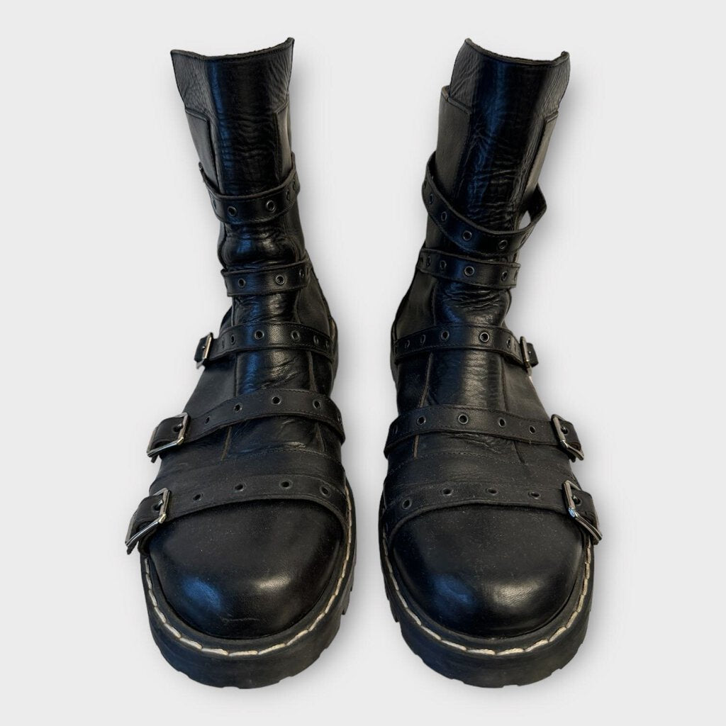 Gareth Pugh Black Leather Multi Strap Ankle Boots