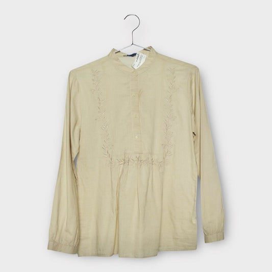 Polo by Ralph Lauren Vintage Beige Embroidered Bib Front Shirt