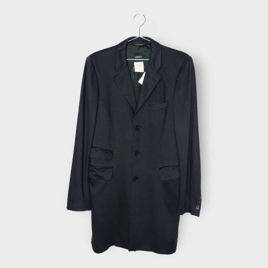 Versus Versace Black Longline Uneven Pocket Blazer