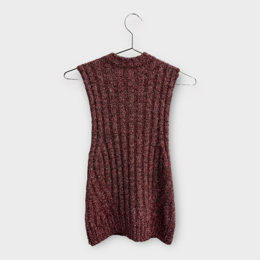 Ganni Pink Sparkly Knit Vest Top