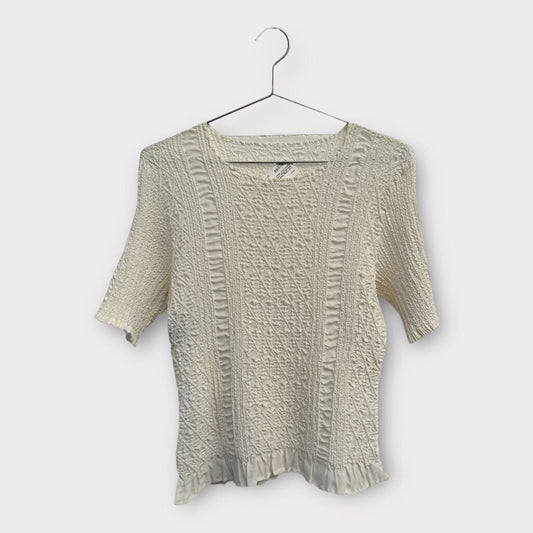 Yoshiki Hishinuma White Textured Pleated Short Sleeve Top