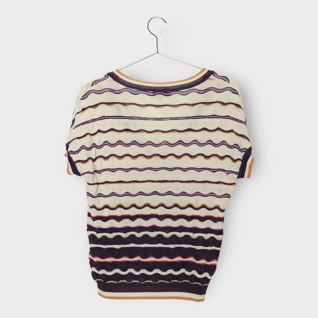 Missoni Purple Orange & Pink Stripe Textured V Neck