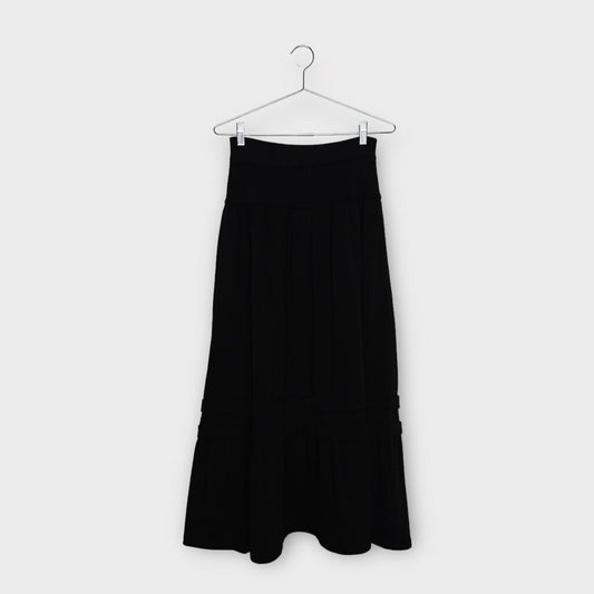 MM6 Black Tiered Jersey Maxi Skirt