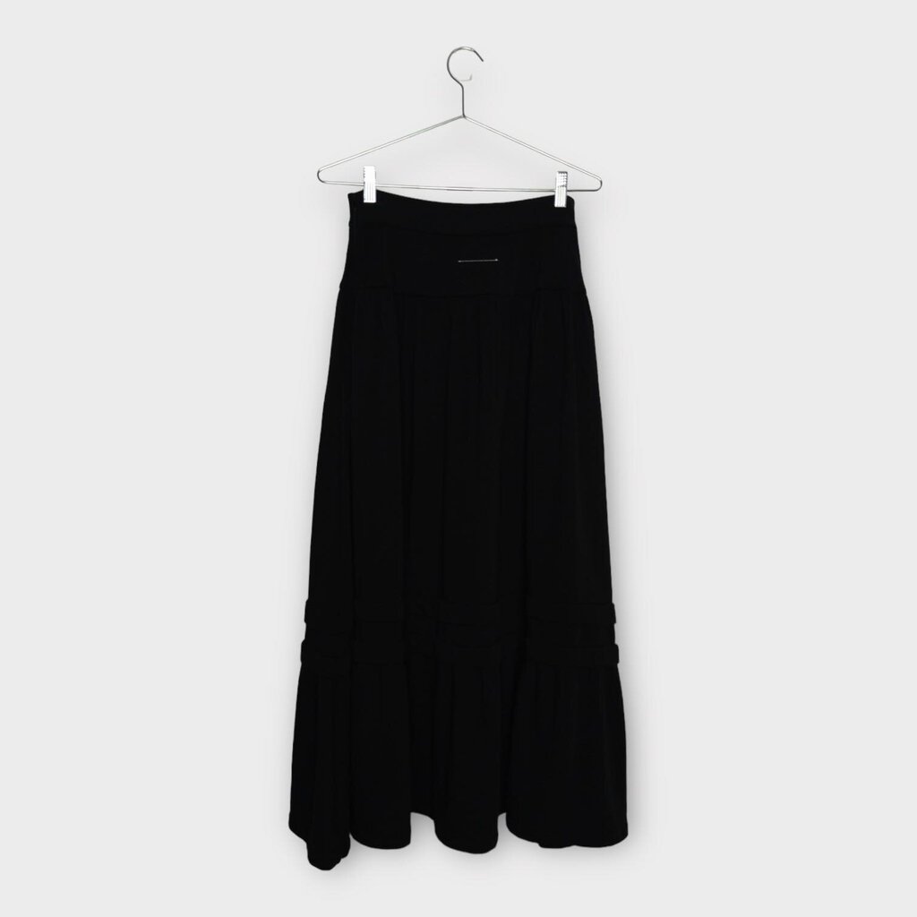 MM6 Black Tiered Jersey Maxi Skirt