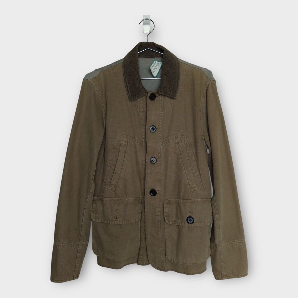 Beige Cotton Chore Jacket w Grey Jersey Back Patch (Japan)