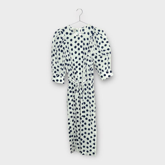 Baum und Pferdgarten White & Navy Polka Dot Puffed Sleeve