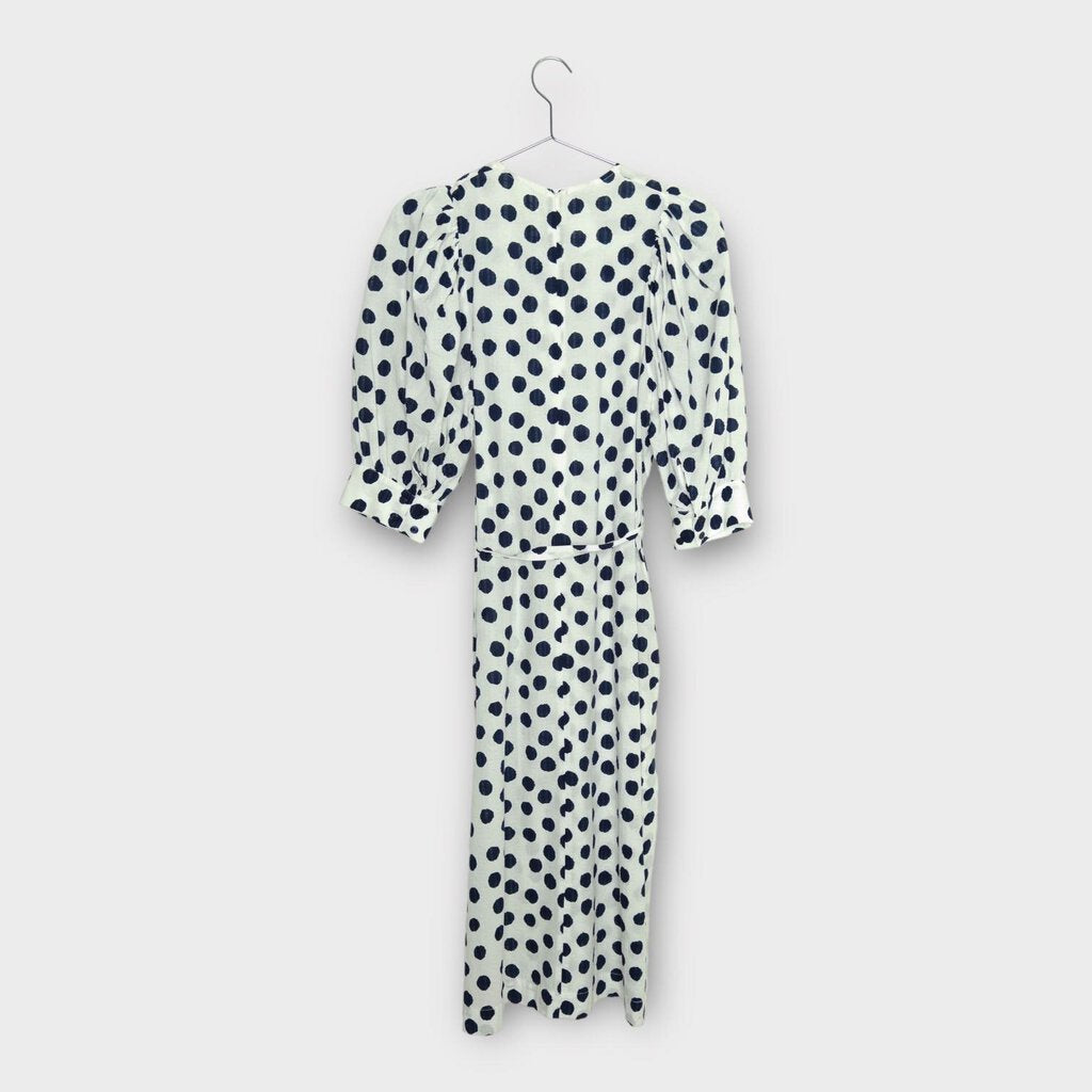 Baum und Pferdgarten White & Navy Polka Dot Puffed Sleeve