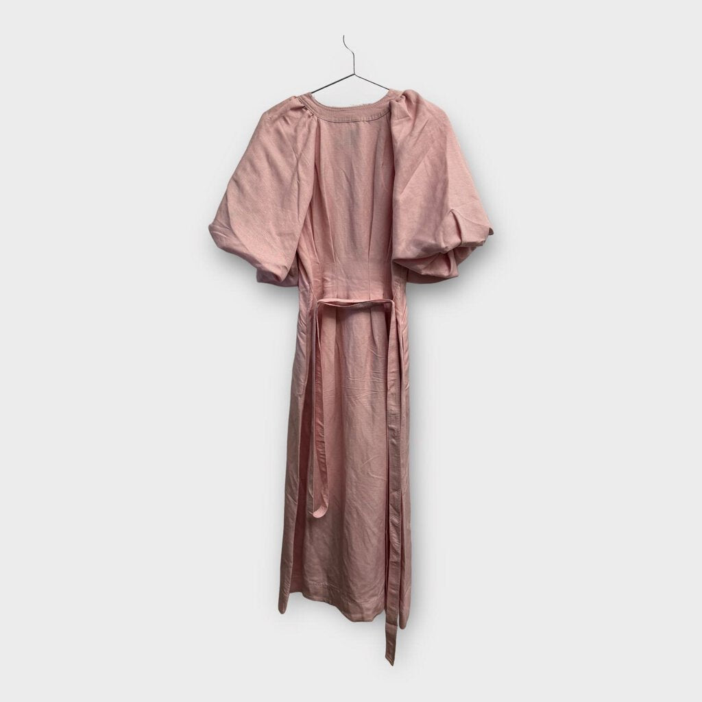 Aje Pink Linen Evermore Midi Dress