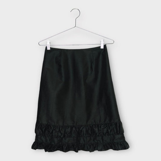 Modele De Prudence Black Crepe Ruffle Knee Length Skirt