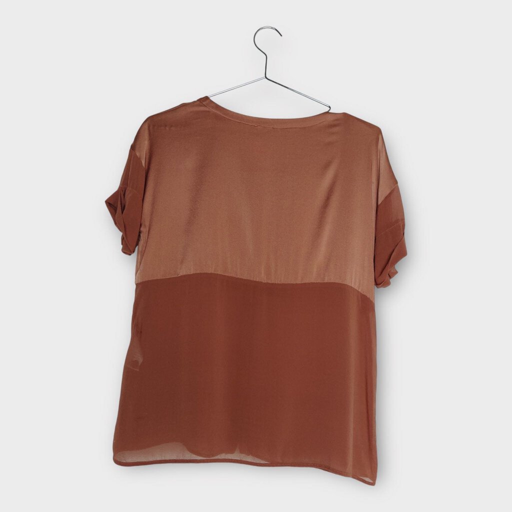 Transit Par Such Bronze Silk Button Up Top