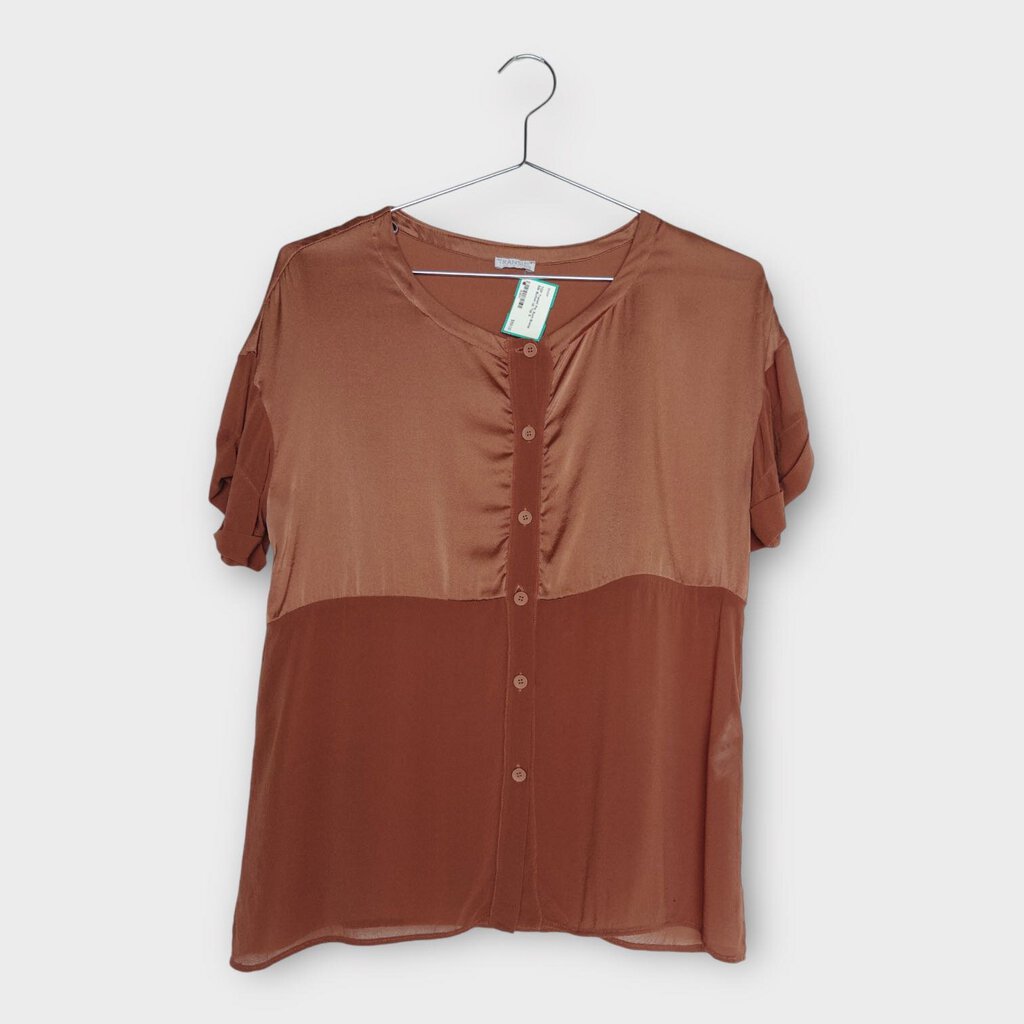 Transit Par Such Bronze Silk Button Up Top