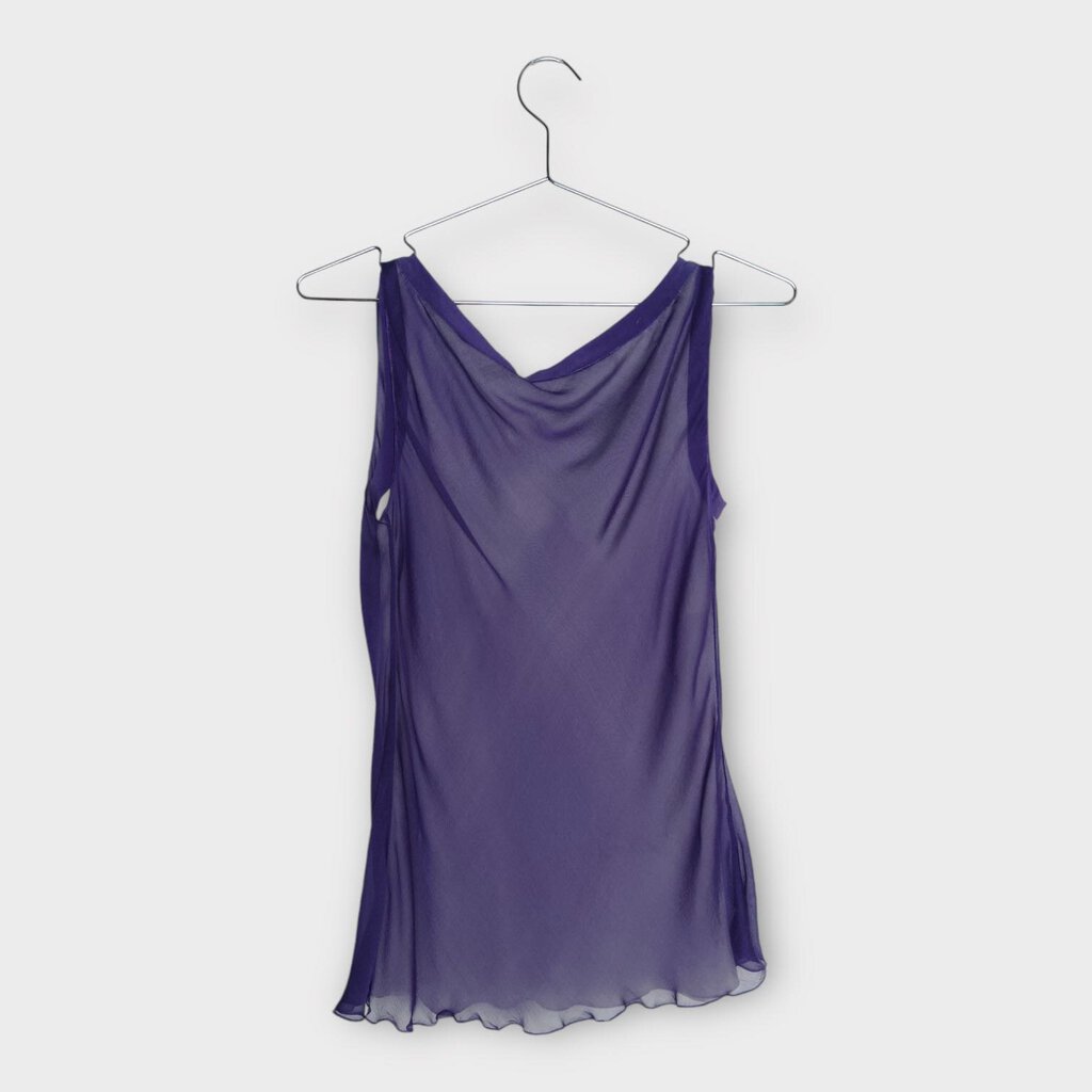 Alberta Ferretti Purple White Silk Drape Singlet