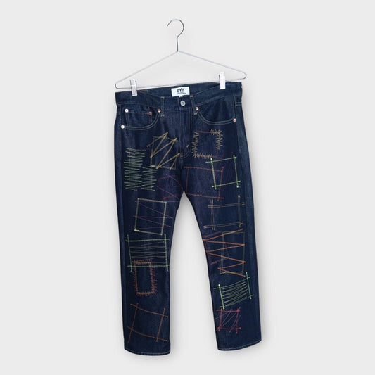 Comme Des Garcons Junya Watanabe Dark Wash Multi Stitch Patchwork Jeans