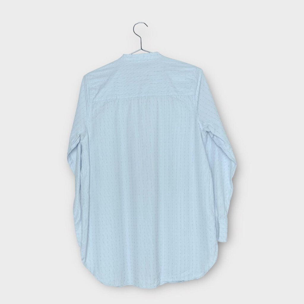 Norse Projects Light Blue Cotton Pin Stripe Collarless Shirt