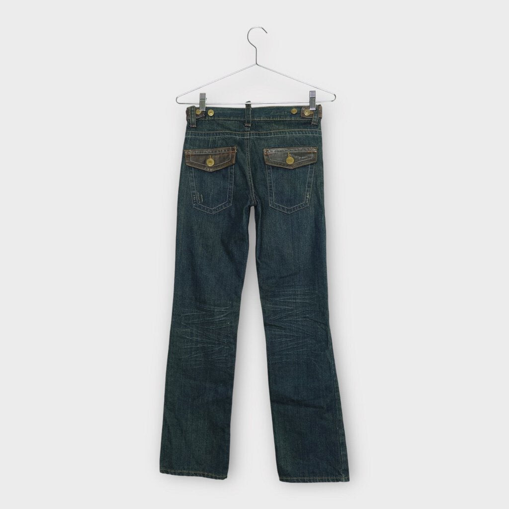 DSquared2 Dark Wash Leather Detail Jean