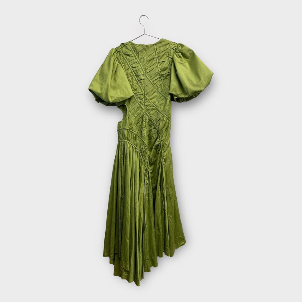 Aje. Green Ruched Puff Sleeve Maxi Dress