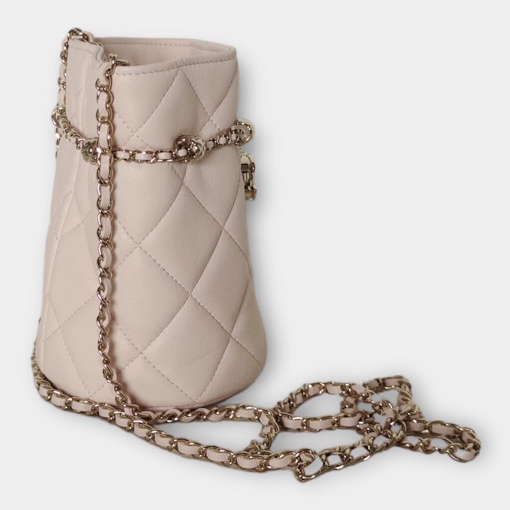 Chanel Pink Leather Mini Bucket Bag