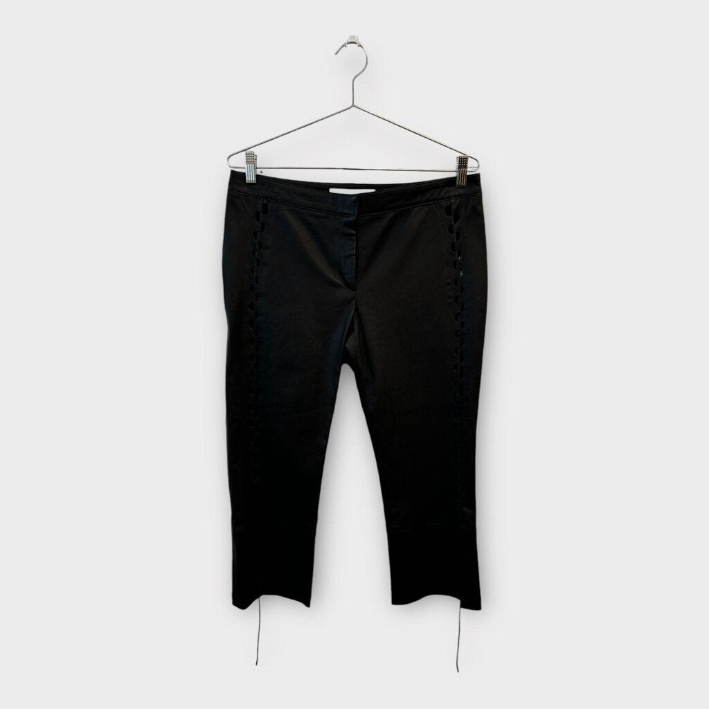 Dion Lee Black Leather 3/4 Hinge Capris